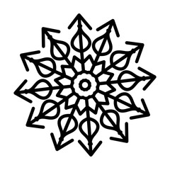 
Snowflake icon in linear style, winter decorative pattern 
