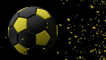 Fototapeta premium Soccer ball with Particles under Black Background. 3D sketch design and illustration. 3D high quality rendering. 