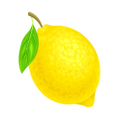 Lemon Ellipsoidal Yellow Fruit with Sour Taste Vector Illustration