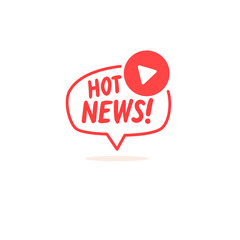 Hot news sign. Icon for social networks. Vector element for a blog.