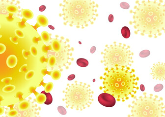 COVID-19. Coronavirus outbreak and red blood cells design for banners, websites, publications, news, prints.