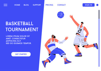 Vector landing page of Basketball Tournament concept