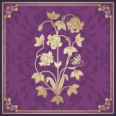 Fototapeta premium wedding card design, paisley floral pattern , India 