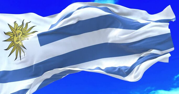 The national flag of Uruguay is one of the three official flags of Uruguay along with the flag of Artigas and the flag of the Treinta y Tres. It has a field of nine equal horizontal stripes alternatin
