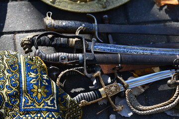 Old french saber on a flea market in Jalón-Spain.