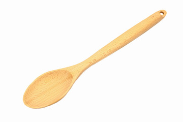 Light wooden spoon isolated on white background