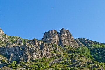 Fototapeta na wymiar Armenia In Vayots Dzor, on a hillside, rocks are crossed side by side