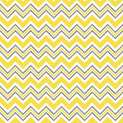 Seamless ultimate gray and illuminating yellow zigzag pattern, vector illustration. Chevron zigzag pattern with yellow and gray stripes on white. Abstract background for scrapbook, print and web