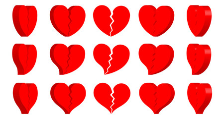 Broken Heart Shape Icon turn around , Sign Symbol Silhouette , Love , healthy , Vector illustration