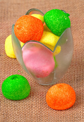 a colorful marshmallows on the table