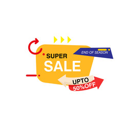 Super Sale, this weekend special offer banner, up to 50% off. Vector illustration.