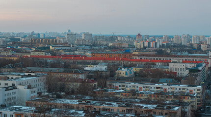 Fototapeta premium Winter snow fell in the city of Minsk.