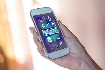 Scientific research concept on a smartphone