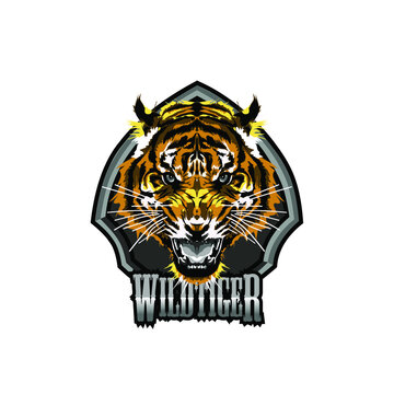 tiger head logo vector icon illustration mascot game for esport team