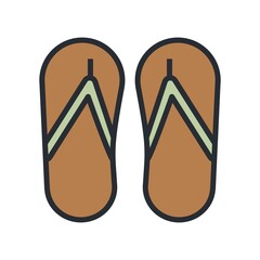Beach slippers icon - flat vector illustration.