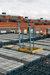 Ladder to climb on a slab under construction