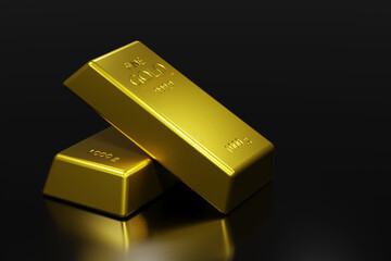Stack of Fine Gold bars Black Floor wealthy concept ,3d rendering,illustration,
