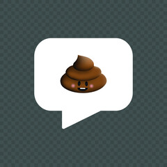 Vector image. Emo icon of a poop. Comic balloon image.