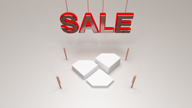 Podium and scene Sale Promotion with 3d render mock up scene geometry shape platform forms for product display Beige color&nbsp;Background
