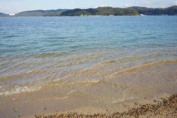 View of Amanohashidate Beach with clear water , Kyoto, Kansai Region, Japan - 天橋立海水浴場 日本三景 京都