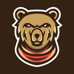 Bear mascot logo design vector illustration. Bear logo design.