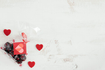 chocolates bag with hearts