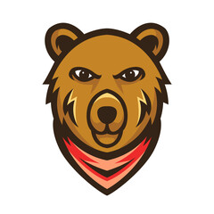 Bear mascot logo design vector illustration. Bear head vector illustration.