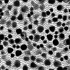 Watercolor geometric shapes scattered seamless pattern in black and white colors