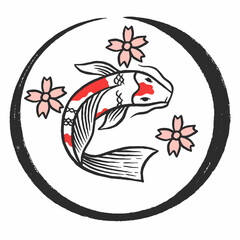 Hand drawn koi fish vector illustration. Koi fish vector.