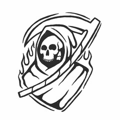 Grim reaper line drawing vector illustration. Hand drawn grim reaper vector illustration.
