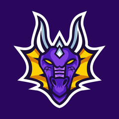Vector illustration of dragon head mascot logo design.