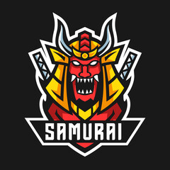Samurai mascot logo design vector illustration. Samurai logo design.