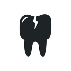 icon of a sick tooth on a white background, vector illustration