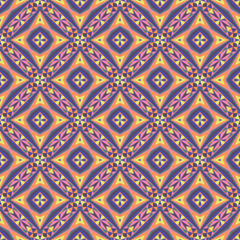 Geometric seamless pattern, ornament, abstract colorful background, fashion print, vector texture for textile, fabric, decoration.