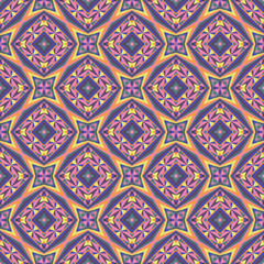 Geometric seamless pattern, ornament, abstract colorful background, fashion print, vector texture for textile, fabric, decoration.