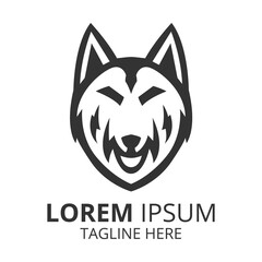 Wolf head simple line logo design minimalist.