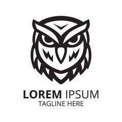 Owl head simple line logo design vector.