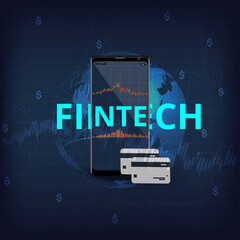 Financial Internet Technology Concept(fintech).mobile phone rendering represent Financial Internet Technology Concept.Business investment. Vector illustration.
