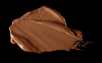 Makeup cream isolated on black background and texture with clipping path, top view