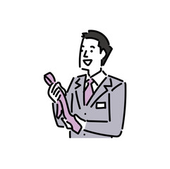 紳士服店で販売員として働く30代の男性