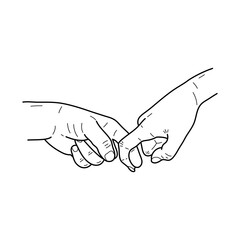 Fototapeta premium Hold on with your fingers. The concept is tenderness, love and passion. Graphic sketch lines and strokes. Vector.