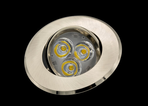 LED down light lamp isolated on black background