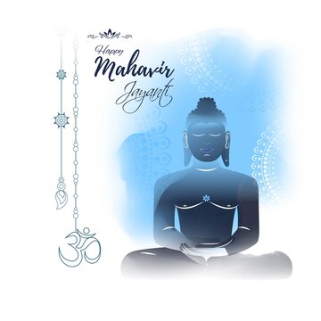 Vector illustration of Mahavir Jayanti concept banner, the birth of Mahavir. Religious festival in Jainism.