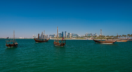 Fototapeta premium Panorama of Doha, the capital of Qatar.