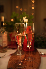 Glasses with alcohol in festive atmosphere 