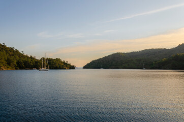 Anchored Wooden Boats in Bencik Bay, Marmaris