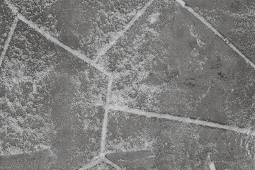 texture background concrete slab surface wall floor gray with snow and footprints outside