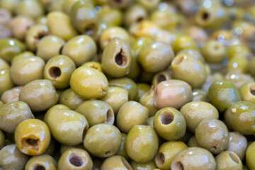 Pitted olives sold at the city market
