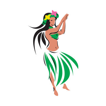 Hula dancer woman vector illustration isolated on a white background in EPS10