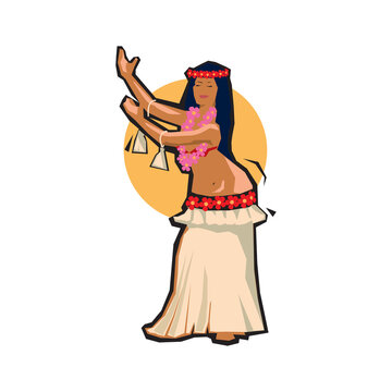 Hula dancer woman vector illustration isolated on a white background in EPS10
